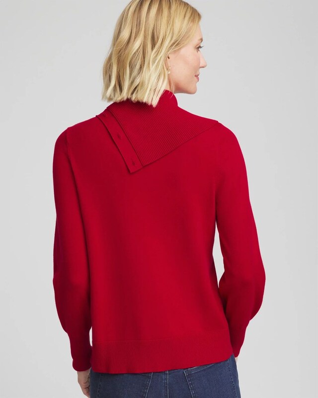 Button Envelope Neck Sweater - image 3